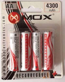 Pilha AAA Recarregavel 4 unidades - MOX 4300Mah