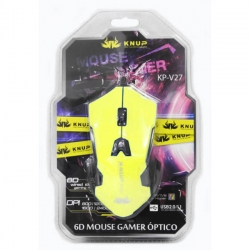 Mouse Gamer c/ Led 6 botões AMARELO KP-V27